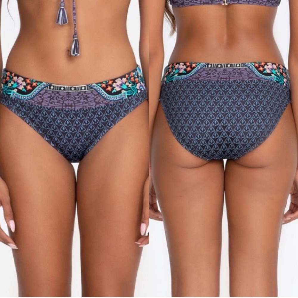 NWT Johnny Was Saba Hipster Bikini Bottoms XS Navy Periwinkle Cyan